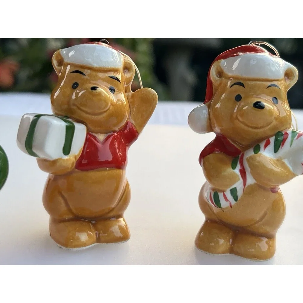 Vintage 70’s 3 Winnie the Pooh Disney Productions Japan Christmas Ornaments